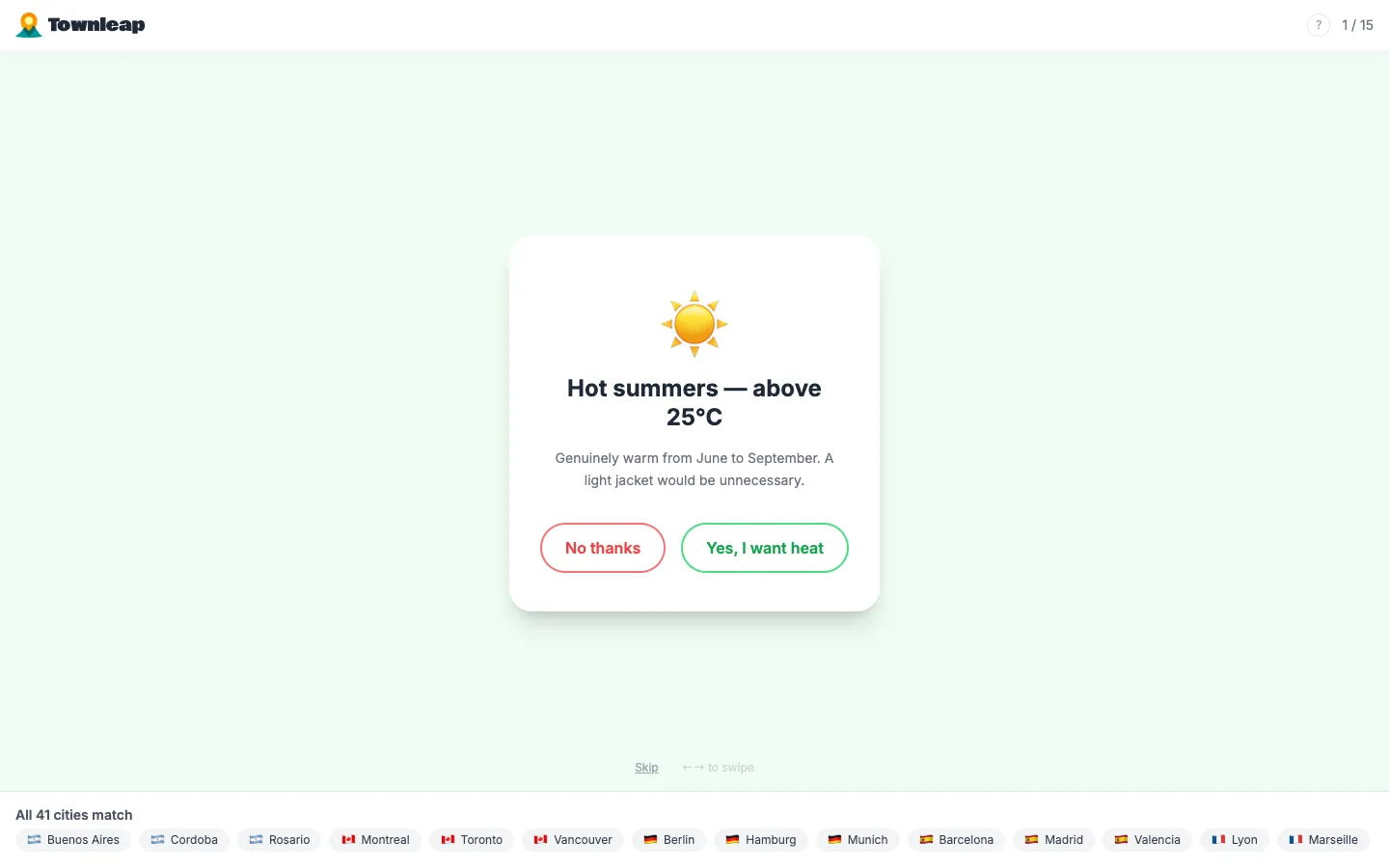 Preferences quiz evolving across PRs, desktop view.